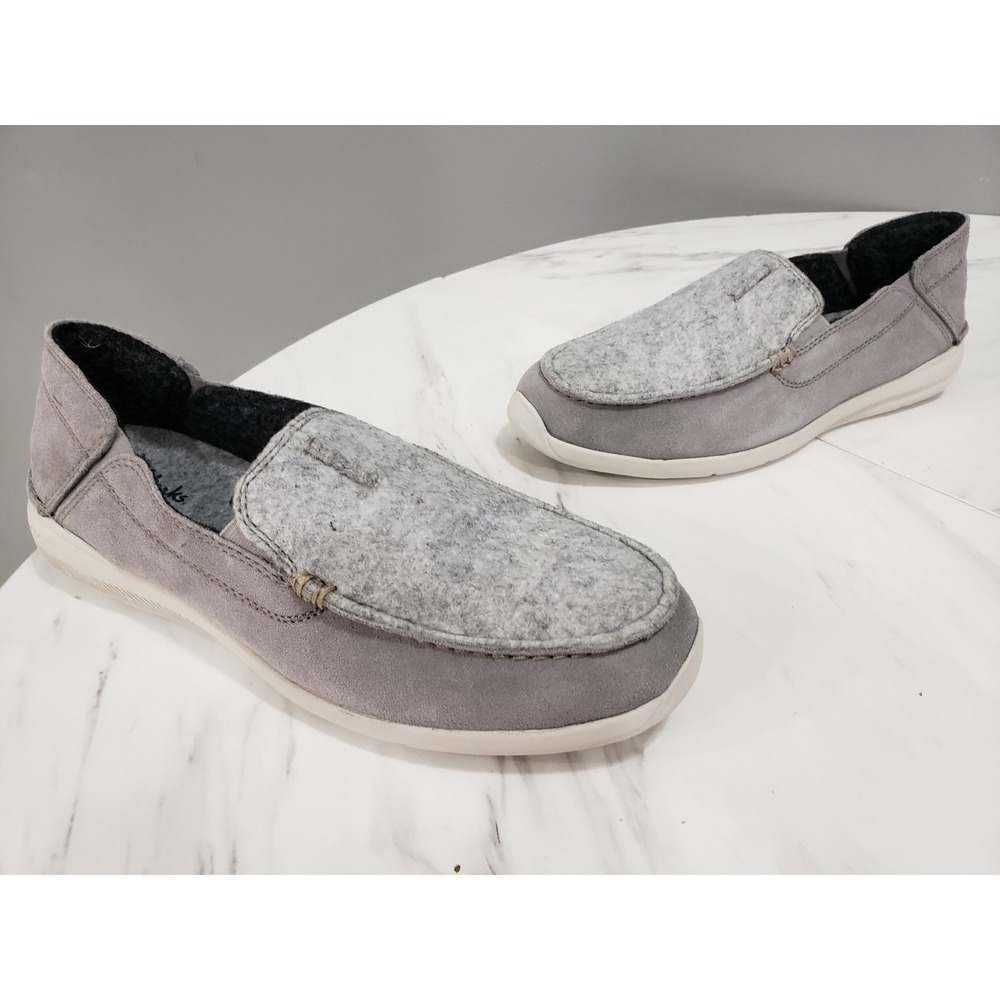 Clarks 61505369 Men's SIZE 8 Gray Suede Gorwin Step Slip-On Loafer Shoes House